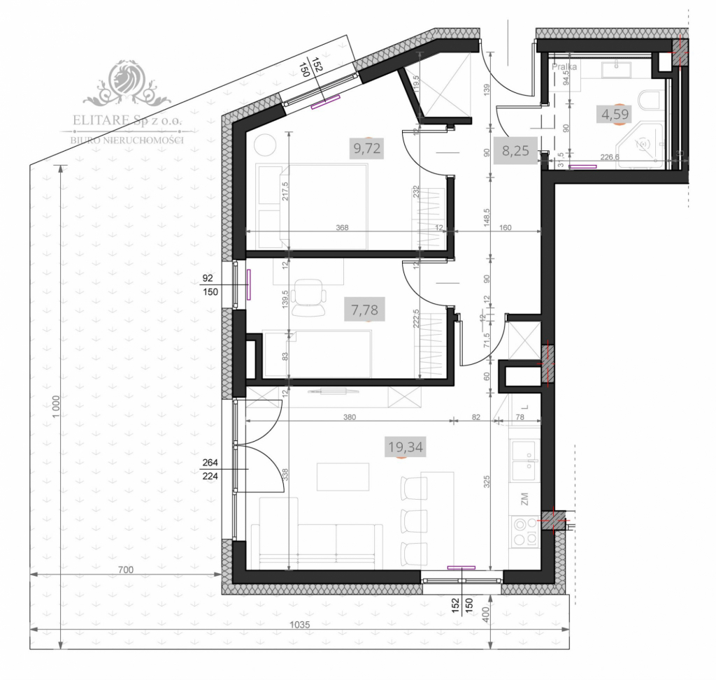 Krzyki/Klecina - Piękne mieszkanie 49,68m2 3pok. z ogordem o pow.100m2 Wrocław - zdjęcie 3