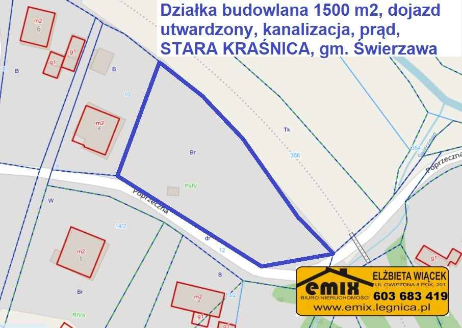 Działka budowlana 1500m2 w Starej Kraśnicy k. Świerzawy Złotoryja - zdjęcie 2