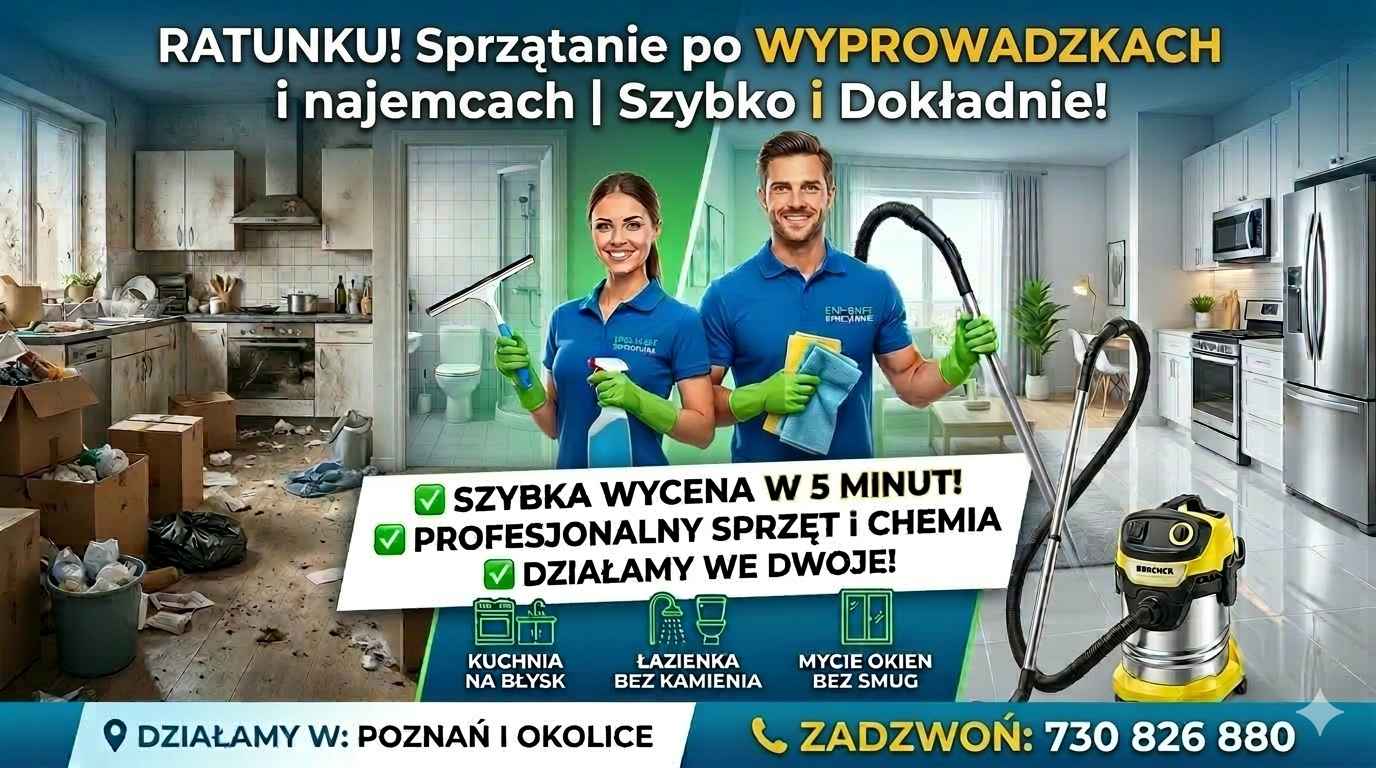 Sprzątanie mieszkań po WYPROWADZKACH i najemcach - Poznań Nowe Miasto - zdjęcie 1