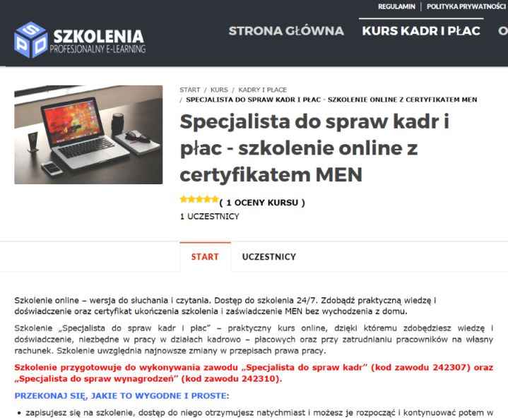 Kurs Specjalista ds. kadr i płac online Rzeszów - zdjęcie 1