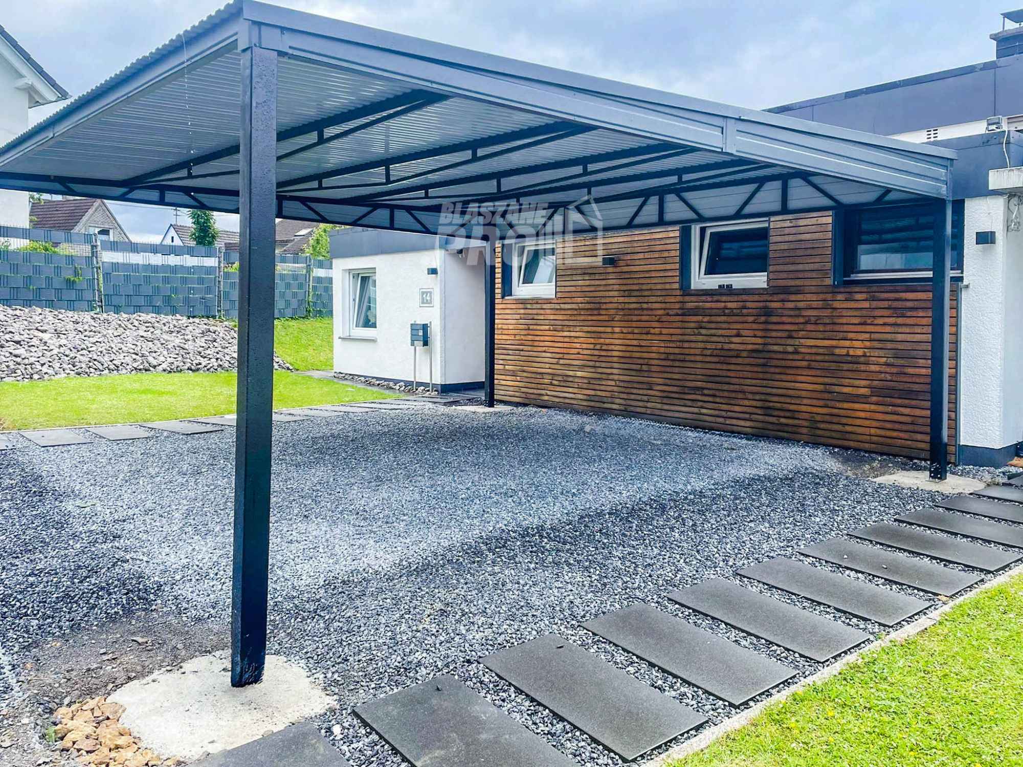 Carport - Wiata samochodowa 6x6m - Antracyt - Dach spad w Przód GP381 Leszno - zdjęcie 4
