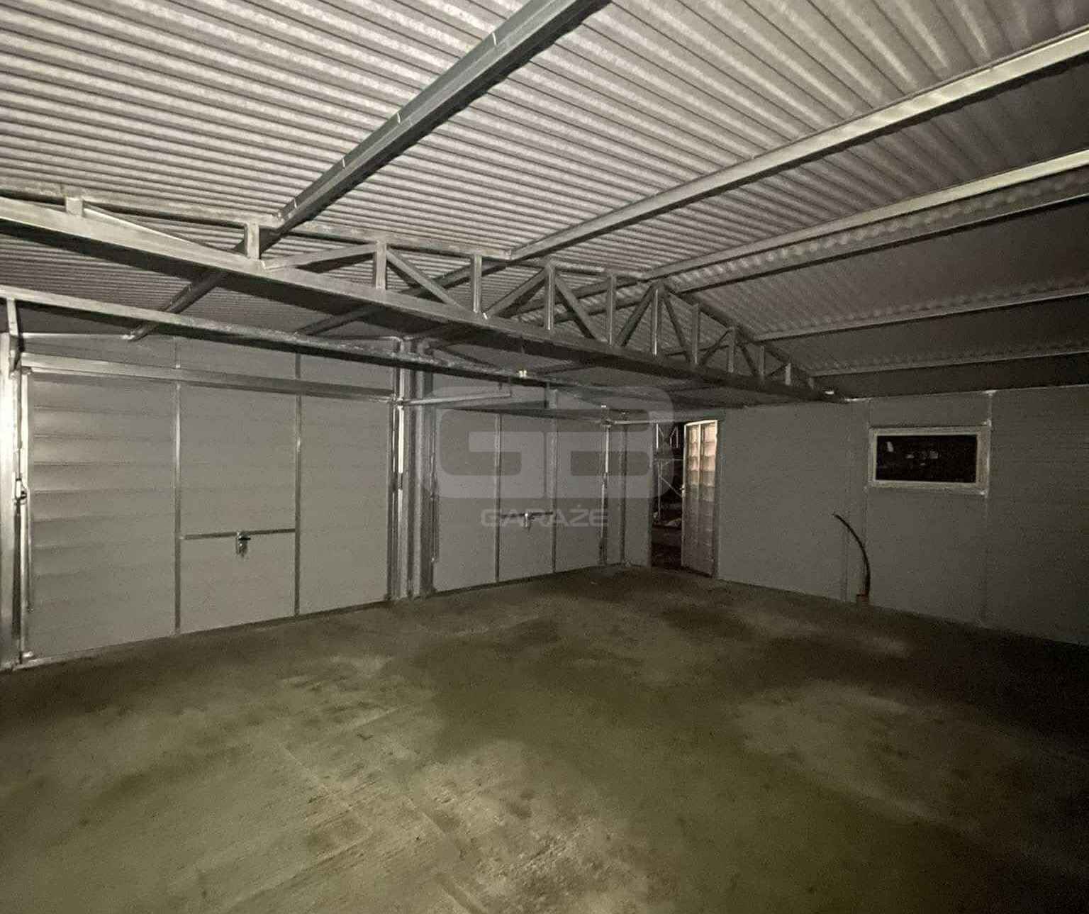 Garaż blaszany 6x5,8m 2x Brama uchylna drewnopodobny rynny dach GB178 Hajnówka - zdjęcie 2