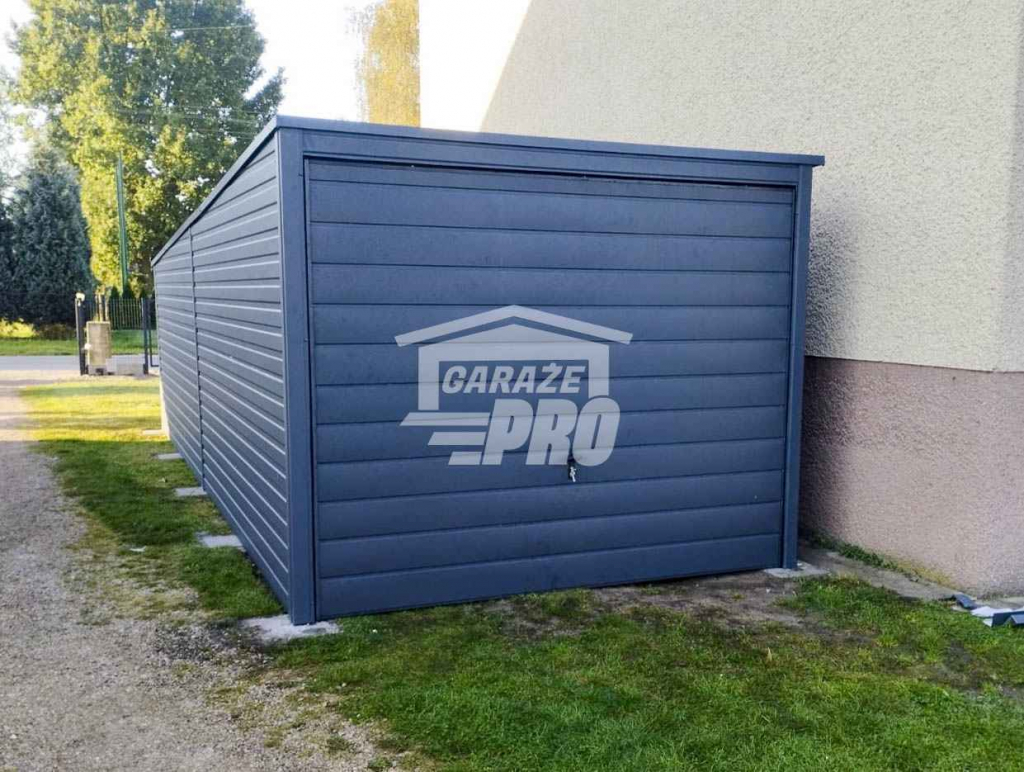 Garaż blaszany 3x8m Brama uchylna Antracyt Dach spad w tył GP224 Żnin - zdjęcie 6