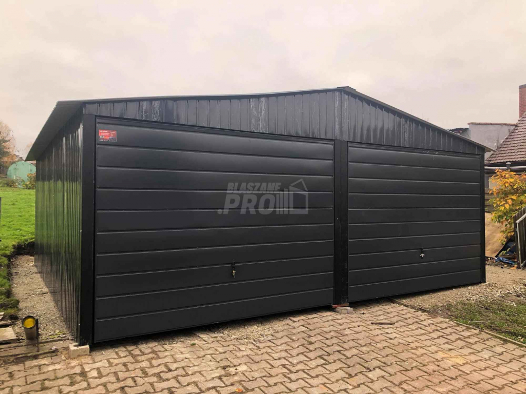 Garaż blaszany 6x6 2x Brama uchylna Czarny Dach dwuspadowy  GP149 Ruda Śląska - zdjęcie 6