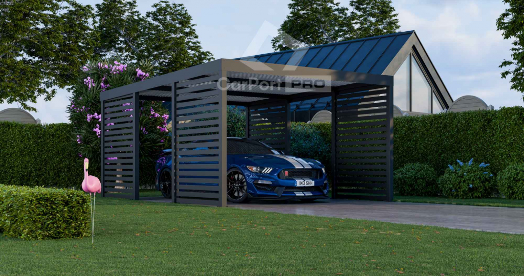 CarPort PREMIUM - wiata samochodowa 4x5 - antracyt - zabudowa  CP104 Elbląg - zdjęcie 6