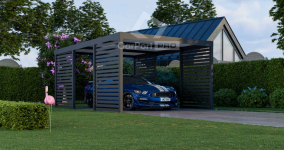 CarPort PREMIUM - wiata samochodowa 4x5 - antracyt - zabudowa  CP104 Elbląg - zdjęcie 6