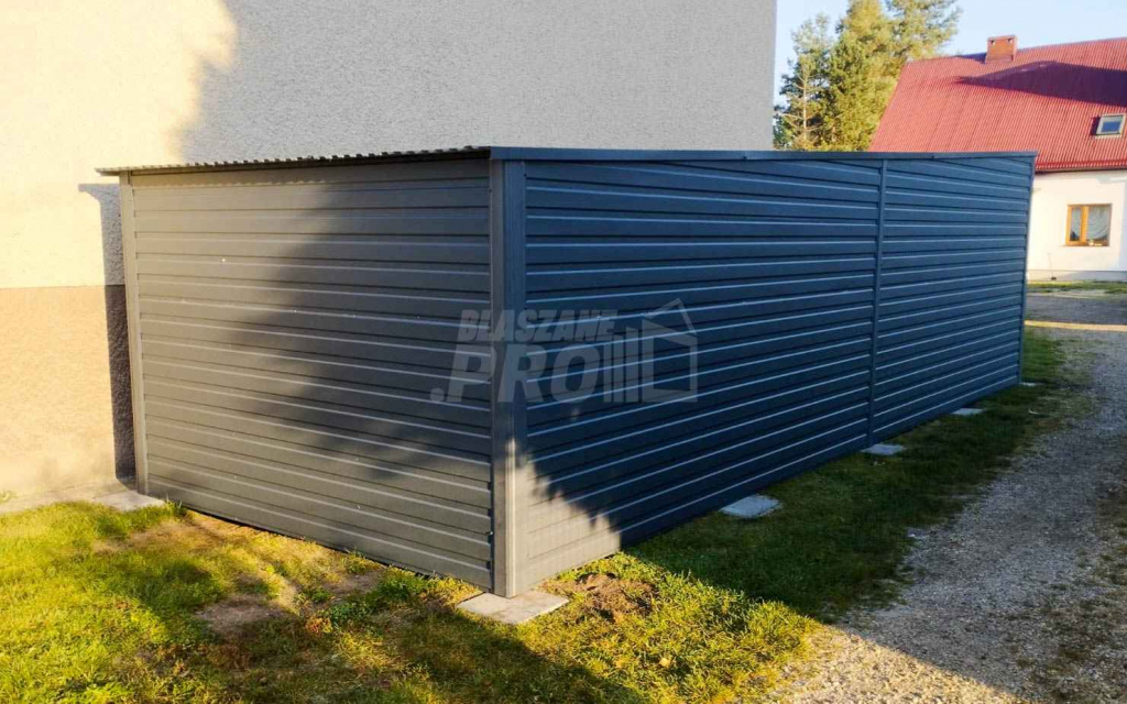 Garaż blaszany 3x8m  Brama uchylna  Antracyt Dach spad w tył GP224 Nowy Tomyśl - zdjęcie 3