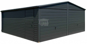 Garaż blaszany 6x6m 2x Brama uchylnadrzwi Dach dwuspadowy rynny  GP595