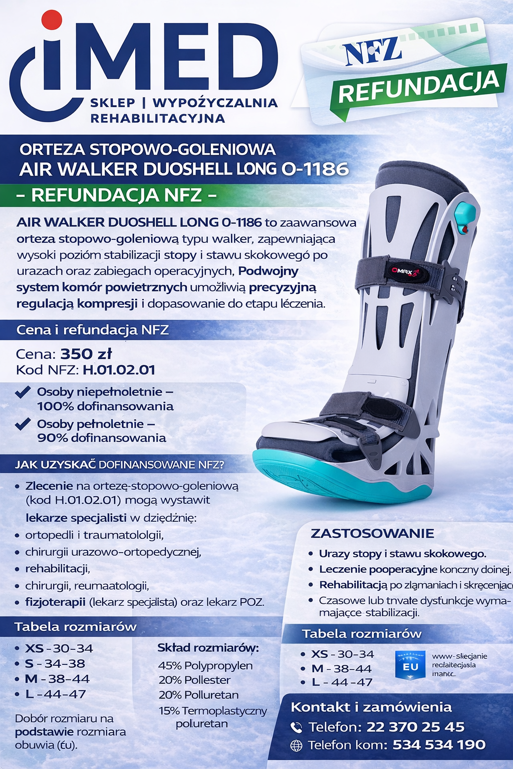 ORTEZA STOPOWO-GOLENIOWA AIR WALKER DUOSHELL LONG O1186 REFUNDACJA NFZ Bemowo - zdjęcie 1