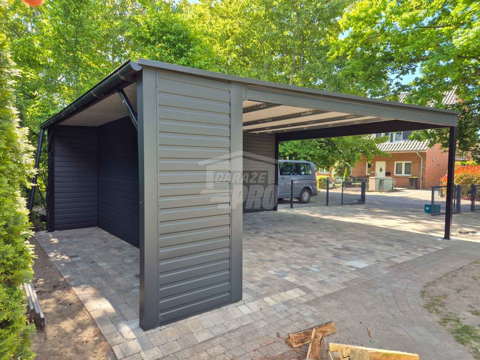 Wiata samochodowa CarPort 6x6 - rynna - dach spad w tył  GP662 Gorzów Wielkopolski - zdjęcie 2
