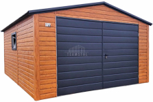 Garaż blaszany 4x5m - brama dwuskrzydłowa - okno  dach TS1064
