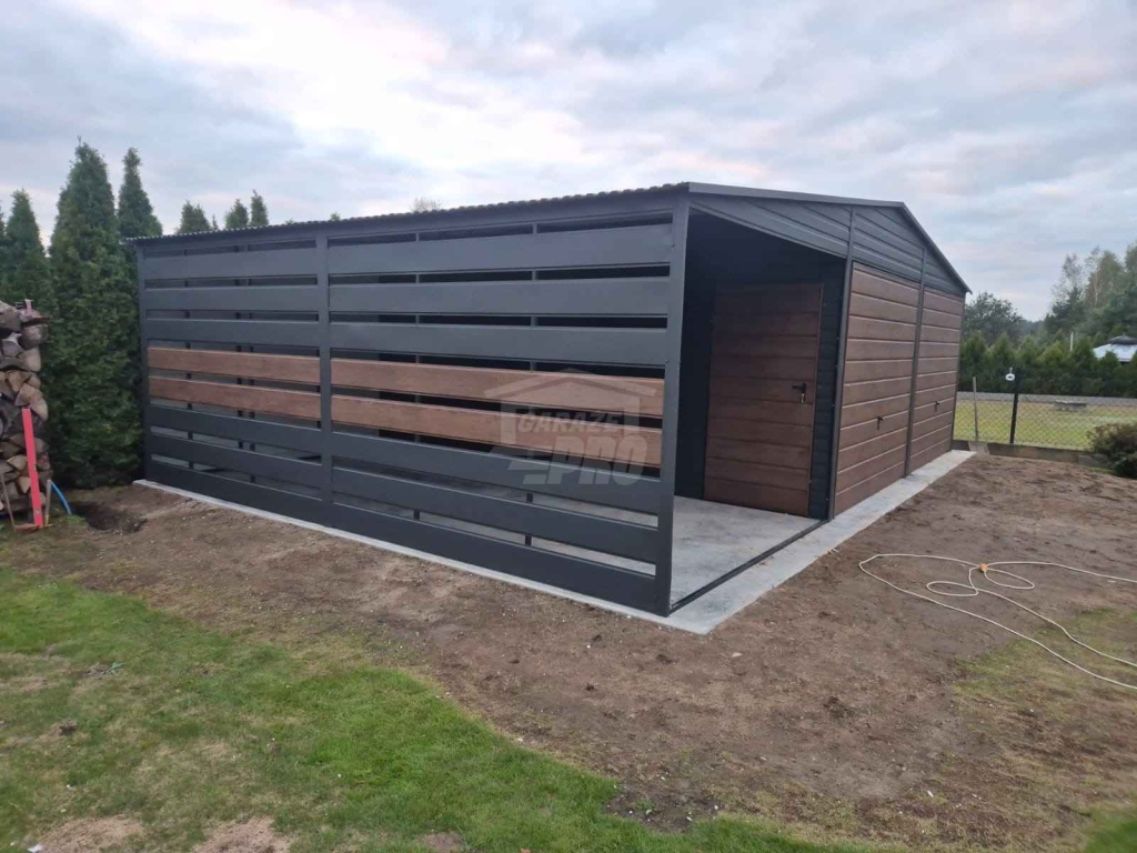 Garaż blaszany 6x6m wiata 3m 2x brama drzwi  drewnopodobny dach GP683 Stare Miasto - zdjęcie 5