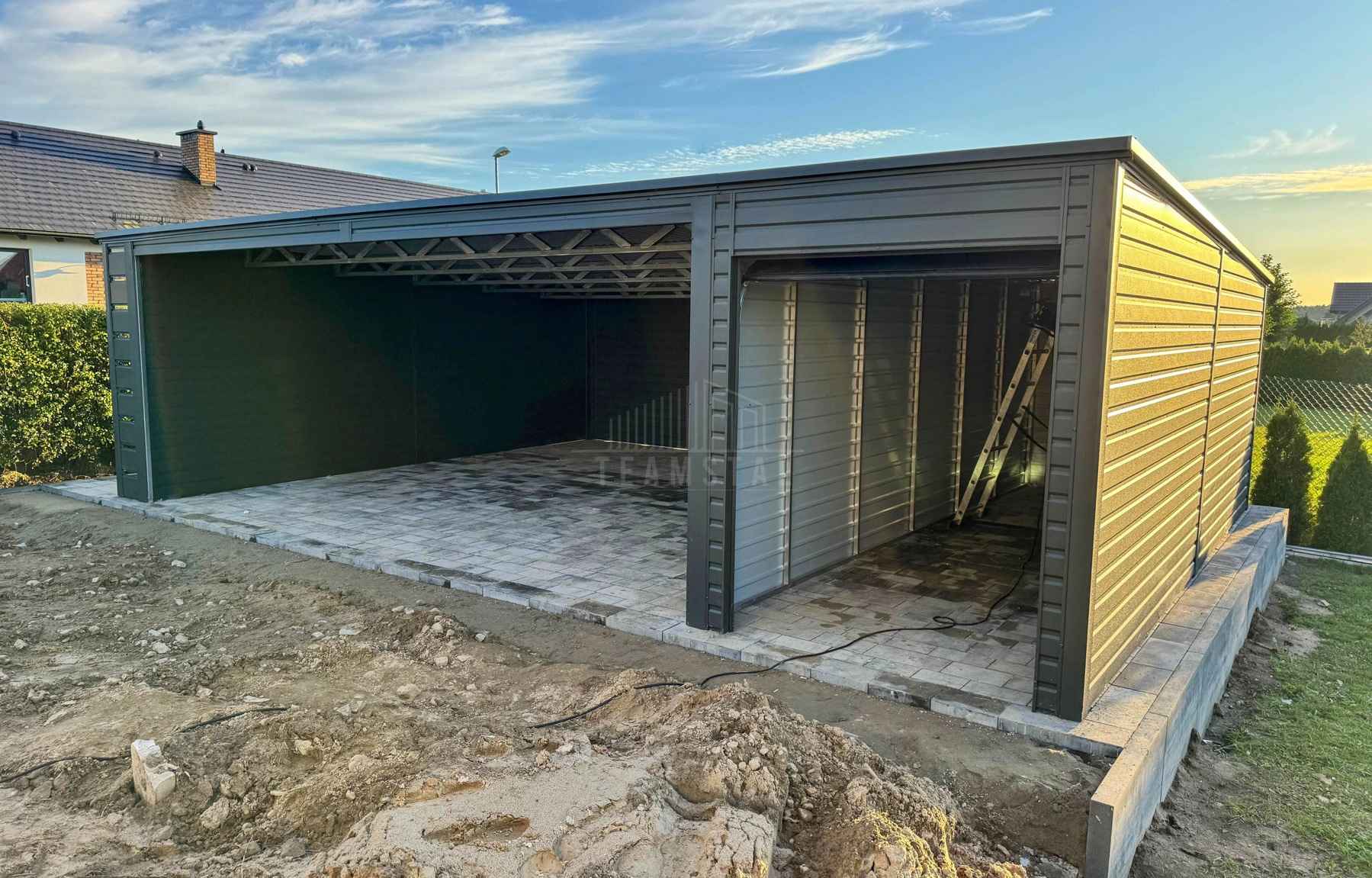 Wiata samochodowa 6x6m Garaż 2,5x6m wiata 0,5m brama dach TS1206 Wisła - zdjęcie 6