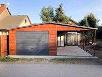 Garaż blaszany 4x6 + wiata 3m Brama uchylna - Blachodachówka GP88 Żnin - zdjęcie 8