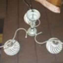 lampa sufitowa klosze szklane biale paseczki Ruda Śląska - zdjęcie 1