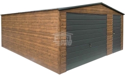 Garaż blaszany 5x6m - brama - drzwi - okno  drewnopodobny  dach GP653