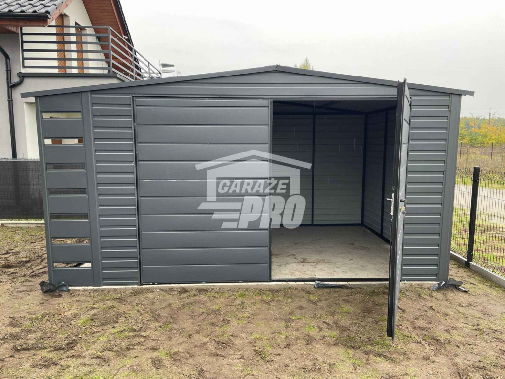 Domek Ogrodowy 4x3 + wiata - antracyt Brama dwuskrzydłowa  GP238 Mysłowice - zdjęcie 6