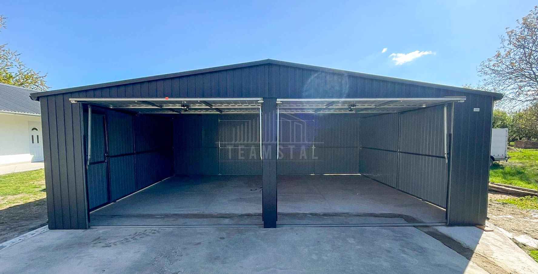 Garaż blaszany 8x6m - 2x brama uchylna dach drzwi rynny TS1324 Tczew - zdjęcie 3