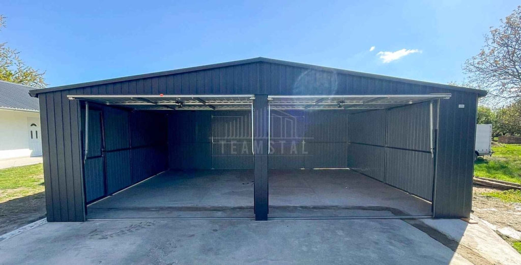 Garaż blaszany 8x6m - 2x brama uchylna dach drzwi rynny TS1324 Tczew - zdjęcie 3