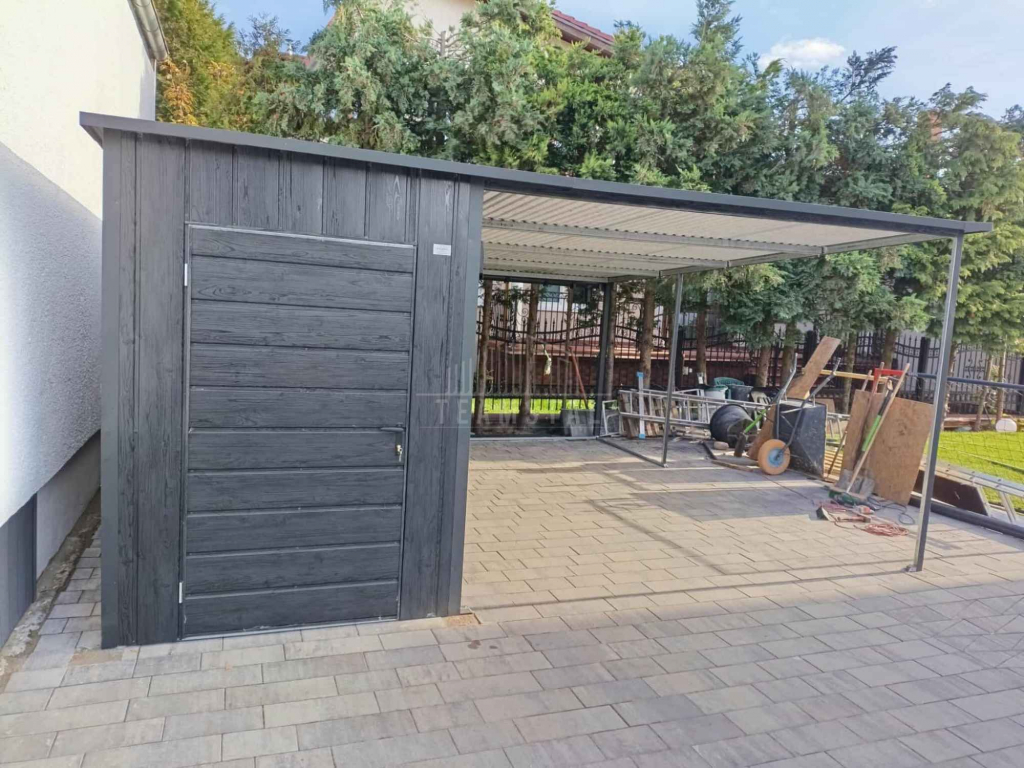 Schowek domek ogrodowy 1,7x5 + wiata 3,3m 2x drzwi TS1241 Śródmieście - zdjęcie 2