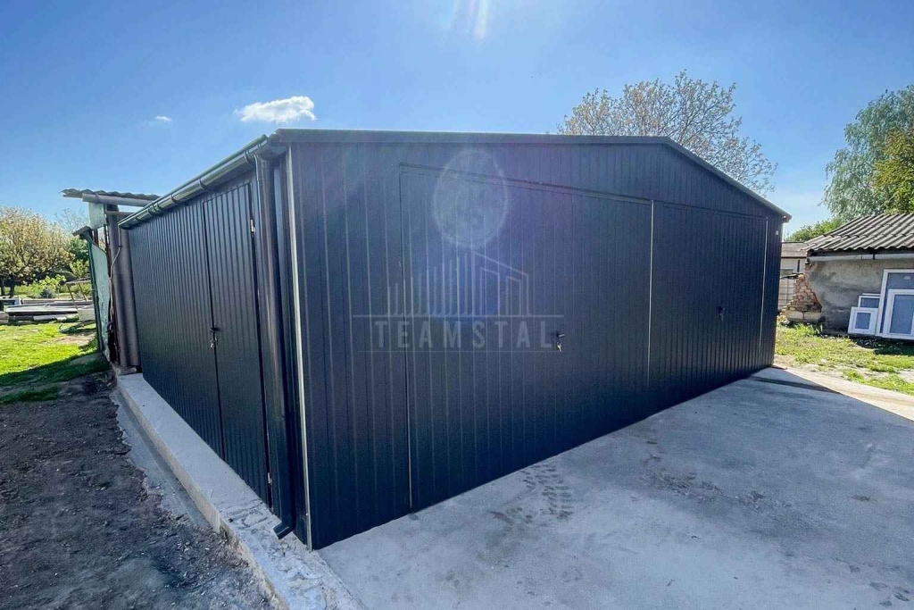 Garaż blaszany 8x6m - 2x brama uchylna dach drzwi rynny TS1324 Tczew - zdjęcie 4