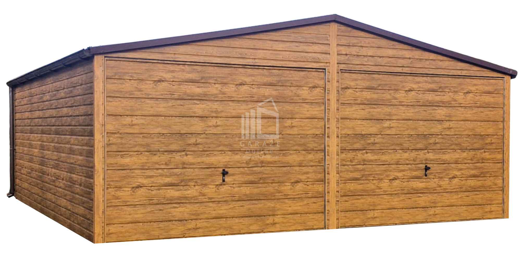 Garaż blaszany 6x6,5m bramy uchylne  drewnopodobny rynny dwuspad ID846 Ruda Śląska - zdjęcie 1
