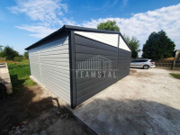 Garaż Blaszany 6x6 - 2x Brama - Antracyt + Biały dach dwuspadowy TS541 Żnin - zdjęcie 7