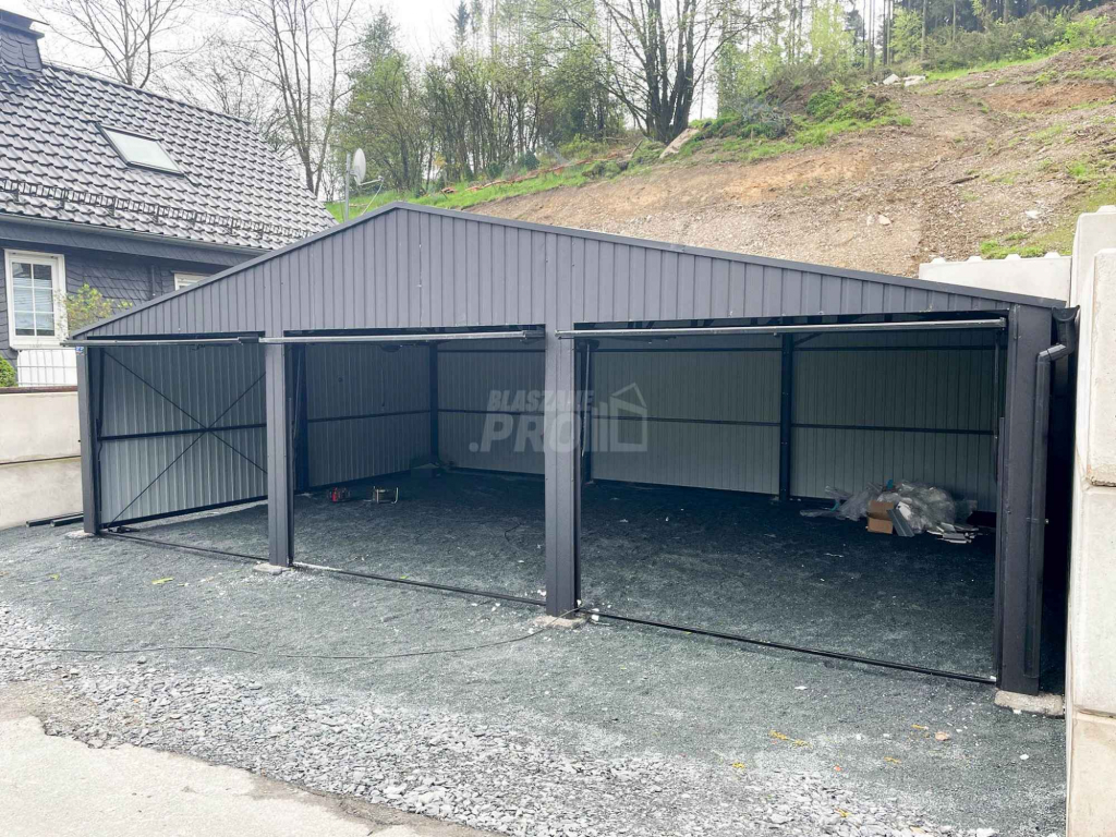 Garaż blaszany 9x6  antracyt 3x brama uchylna   Dach dwuspad GP134 Brzesko - zdjęcie 2