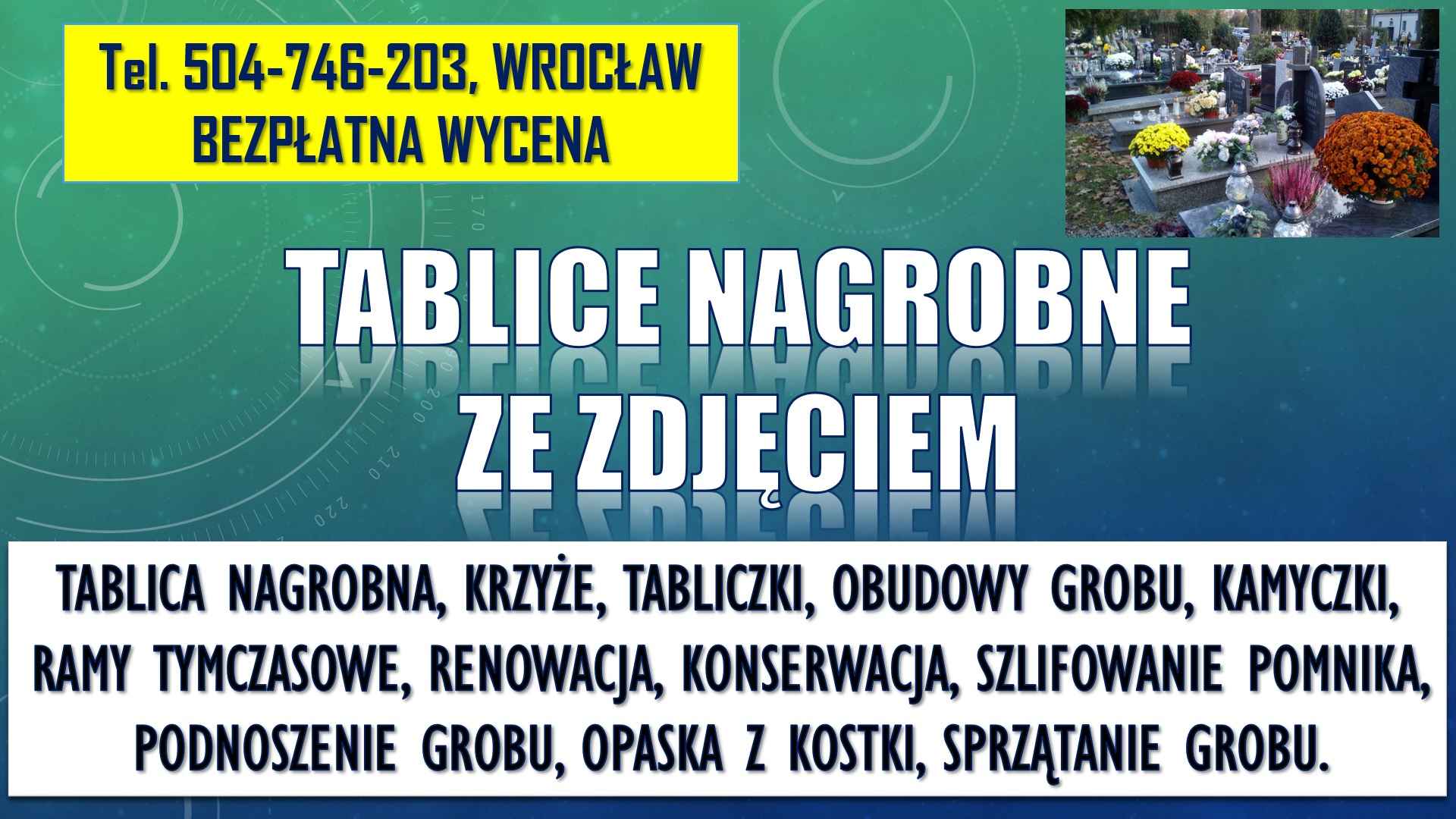 Tablica na pomnik, cena tel. 504-746-203, tabliczka, nagrobna, Wrocław Psie Pole - zdjęcie 2