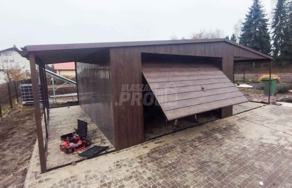 Garaż Blaszany 4x6 + 2x Wiata 4x6 Brama uchylna Blachodachówka GP253 Lubin - zdjęcie 2