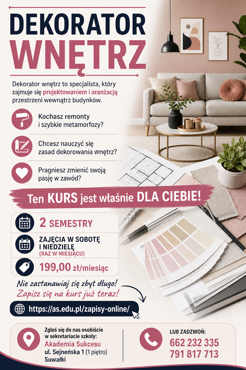 DEKORATOR WNĘTRZ- KURS ROCZNY! Suwałki - zdjęcie 1
