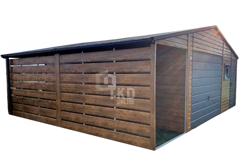 Garaż Blaszany 5x6 + wiata 1,5x6 Brama - okno drewnopodobny TKD147 Słupsk - zdjęcie 2