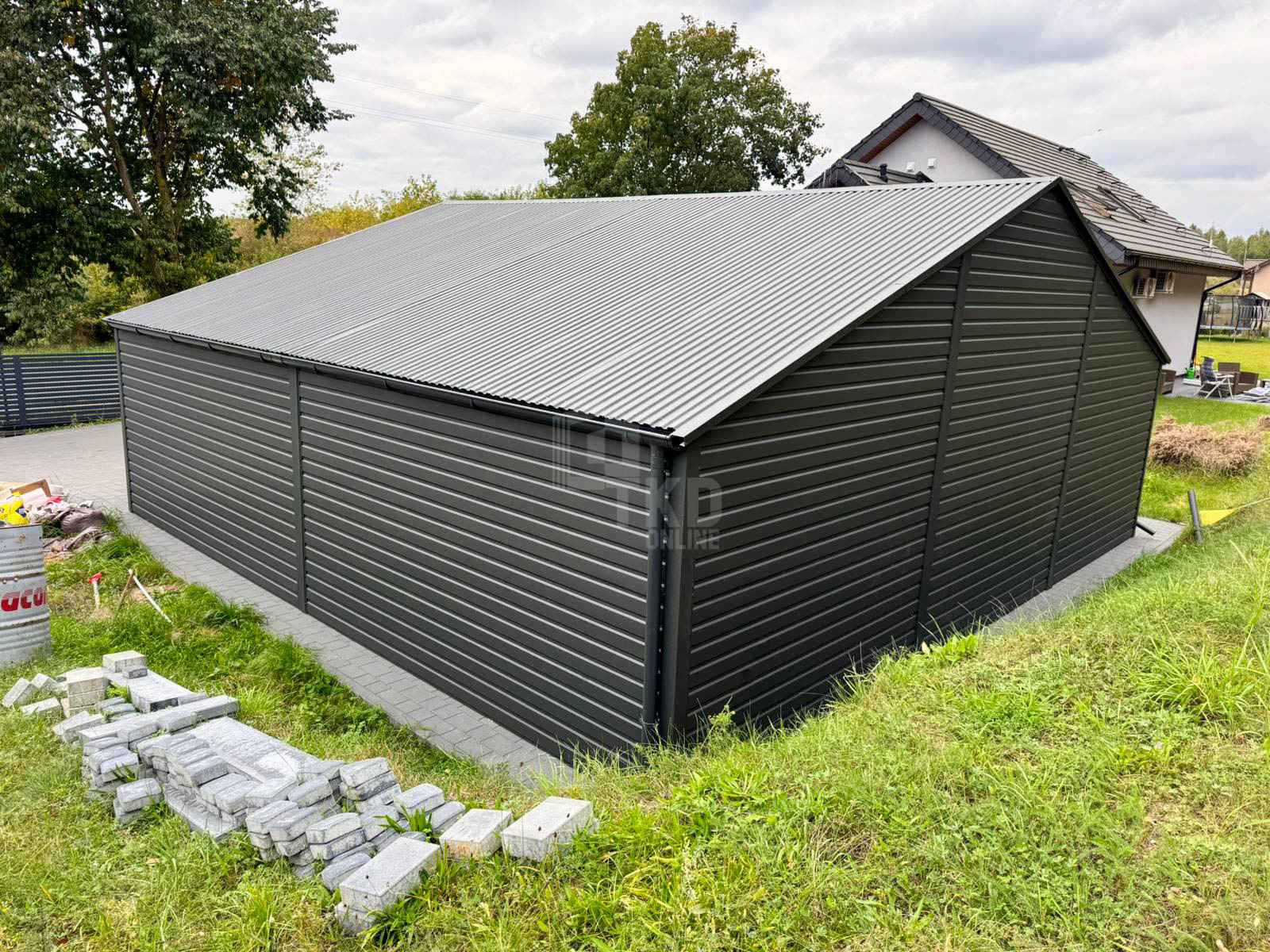 Garaż blaszany 8x6m 2 x brama drzwi podwyższony szczyt rynny TKD423 Siedlce - zdjęcie 4