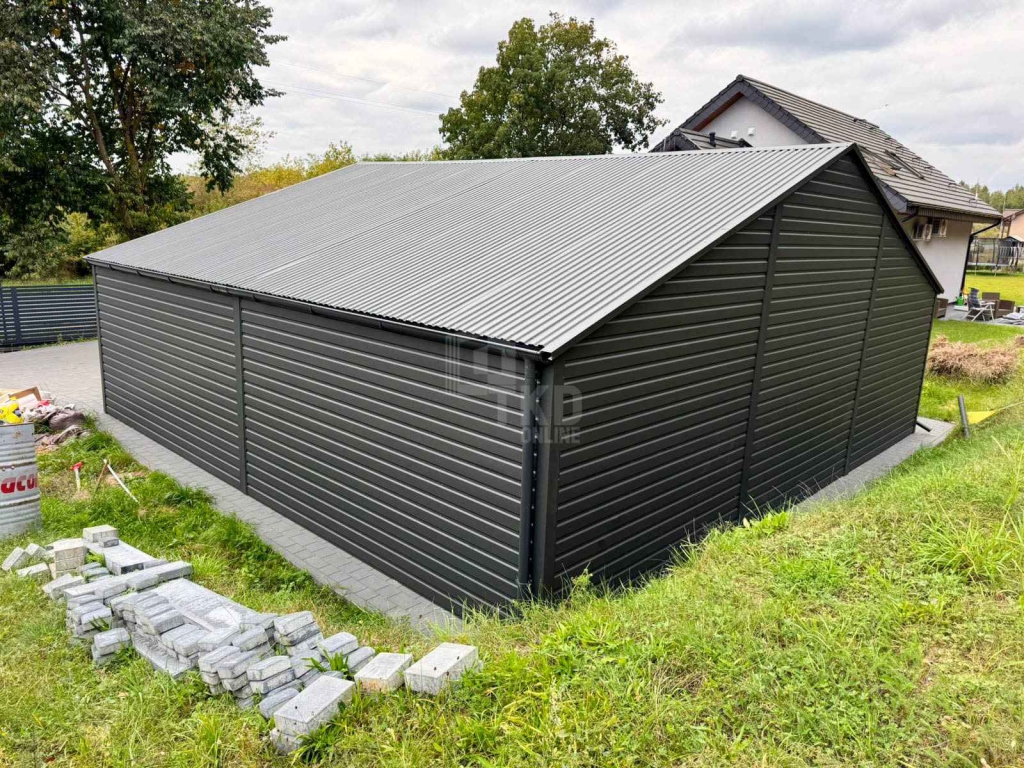 Garaż blaszany 8x6m 2 x brama drzwi podwyższony szczyt rynny TKD423 Siedlce - zdjęcie 4