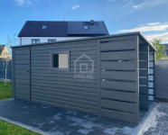 Schowek Domek ogrodowy 3,8x2,5 + wiata 1,2 drzwi okno dach spad PLG101 Morąg - zdjęcie 3