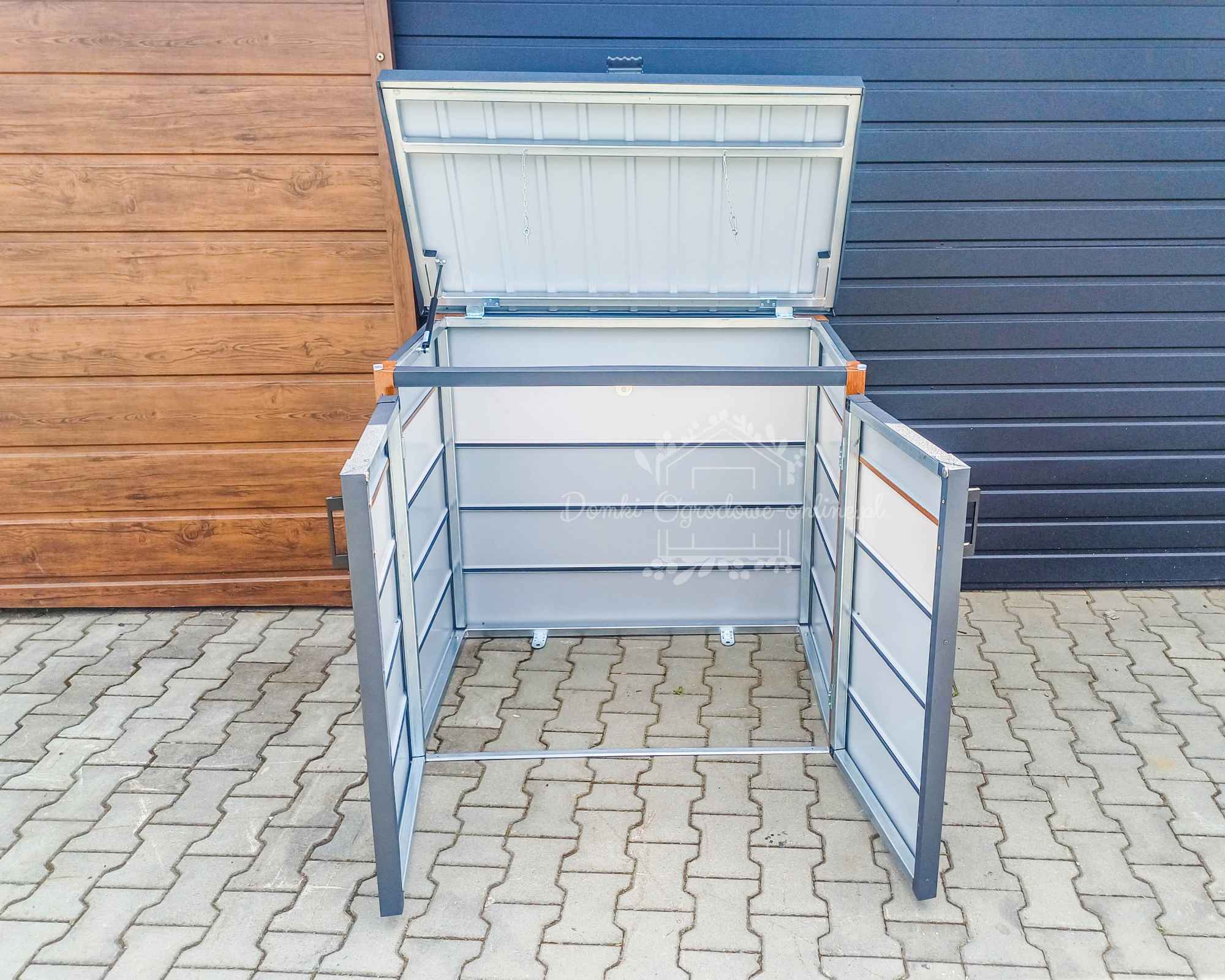 Zabudowa koszy na śmieci 120x65x110 cm 2x120L antracyt złoty dąb ID866 Chodzież - zdjęcie 4