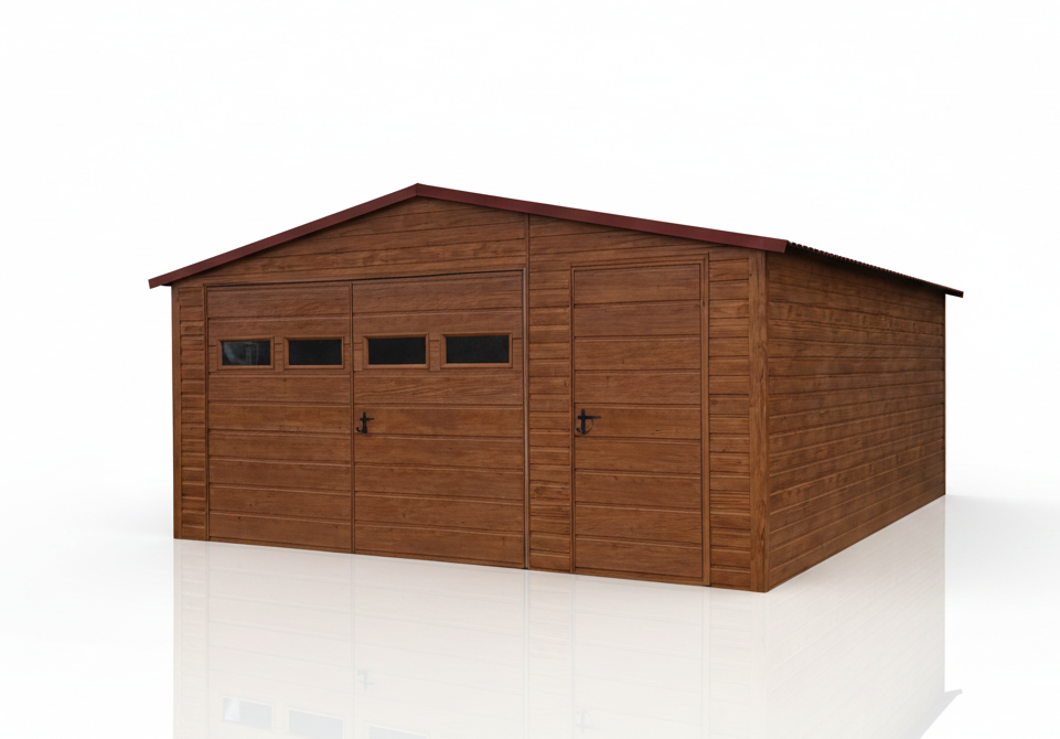 Dwuspadowy Garaż Blaszany 5×5m drewnopodobny złoty dąb PREMIUM Franciszkowo - zdjęcie 1