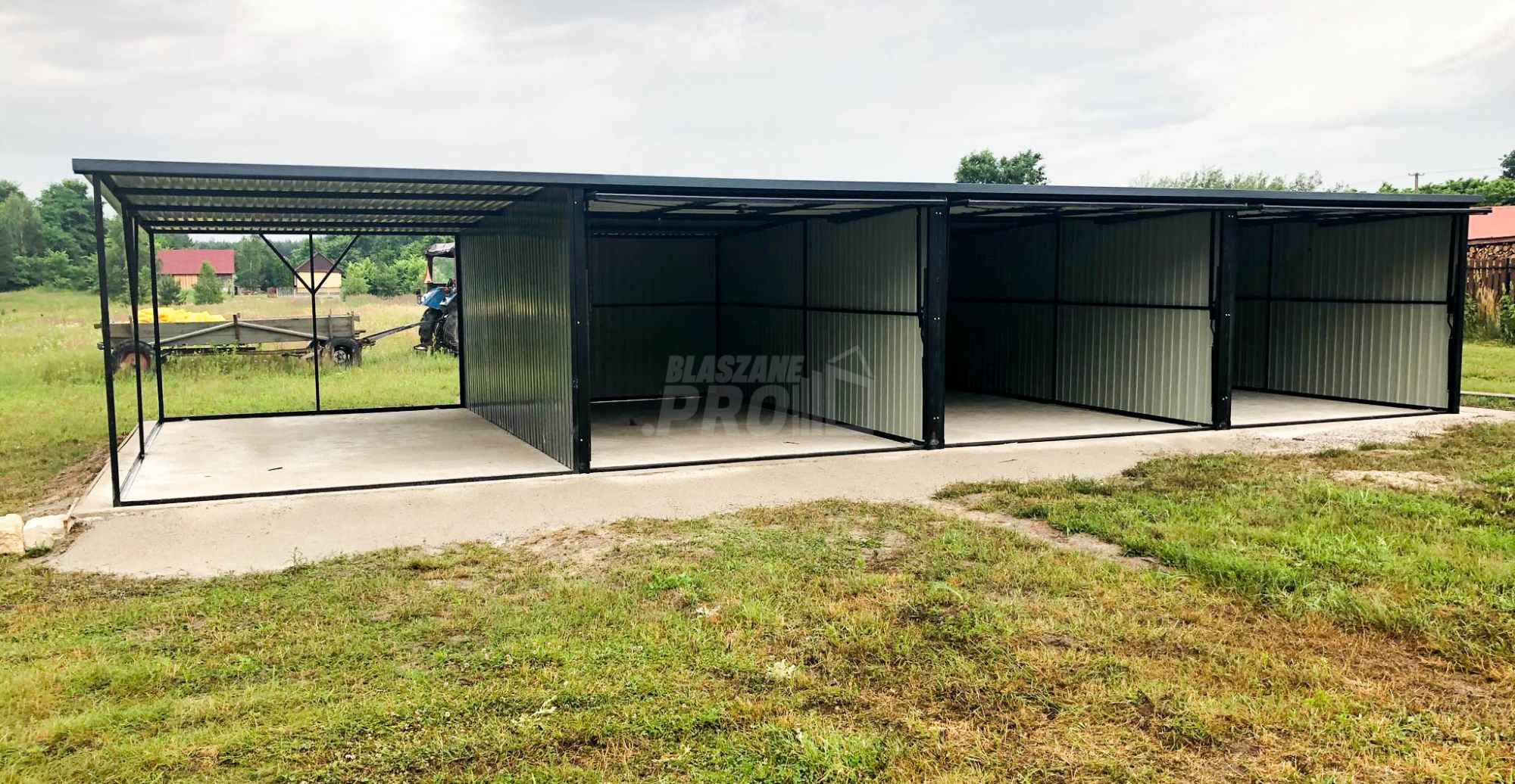 Garaż blaszany 9x5 wiata 3x5 Brama uchylna Antracyt spad w tył GP163 Elbląg - zdjęcie 4