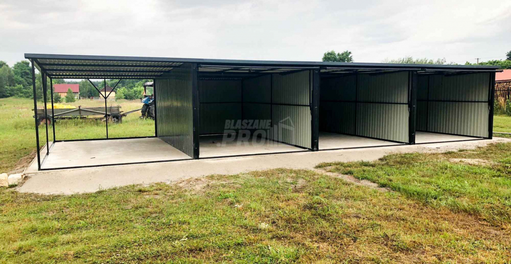 Garaż blaszany 9x5 wiata 3x5 Brama uchylna Antracyt spad w tył GP163 Elbląg - zdjęcie 4