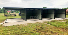 Garaż blaszany 9x5 wiata 3x5 Brama uchylna Antracyt spad w tył GP163 Elbląg - zdjęcie 4