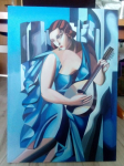 Tamara Łempicka- Z tamburynem - rękodzieło 50 na 70 cm