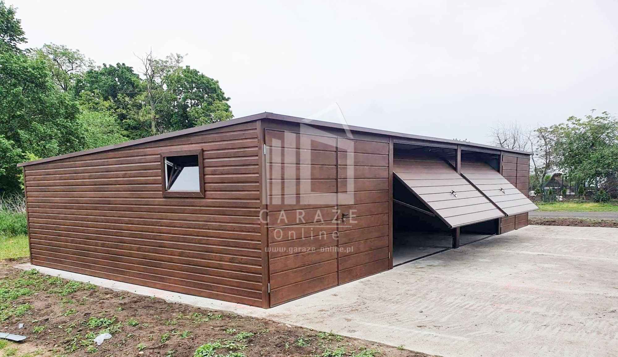 GARAŻ BLASZANY 12m x 5m poziom - spad tył 4x Brama - ID97 12x5 Pabianice - zdjęcie 3