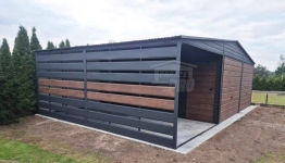 Garaż blaszany 6x6 m + wiata 3x6 m 2x brama uchylna drzwi dach GP745 Wisła - zdjęcie 4
