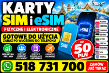 Karta SIM Czechy 55 PLN — dostawa do Łukowa i okolic