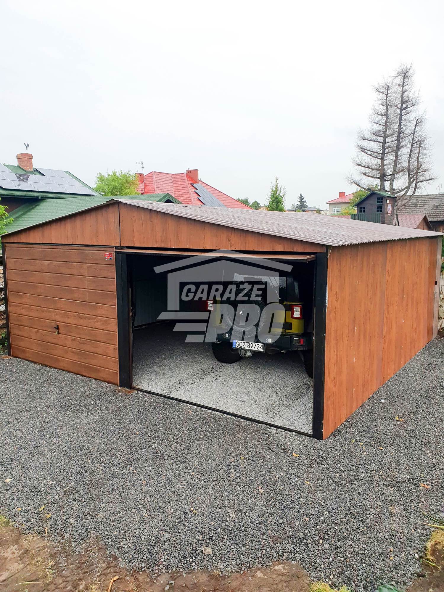 Garaż blaszany 6x7  uchylna drewnopodobny Dach dwuspadowy GP150 Słupsko - zdjęcie 2