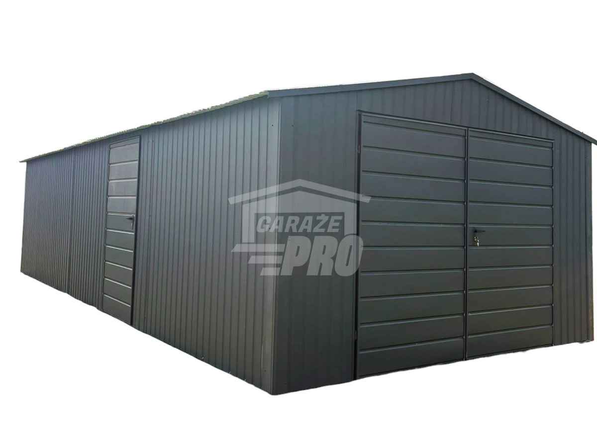 Garaż blaszany 4,5x8 m - brama dwuskrzydłowa - drzwi - dach GP764 Lubartów - zdjęcie 1