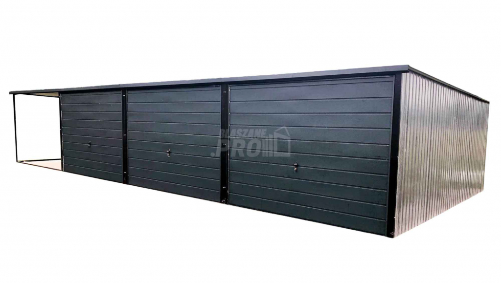 Garaż blaszany 9x5 wiata 3x5 Brama uchylna Antracyt spad w tył GP163 Elbląg - zdjęcie 1