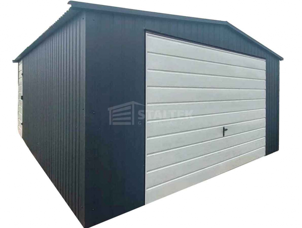 Garaż blaszany 4,5x5m - brama uchylna - antracyt - biały - dach ST242 Katowice - zdjęcie 1