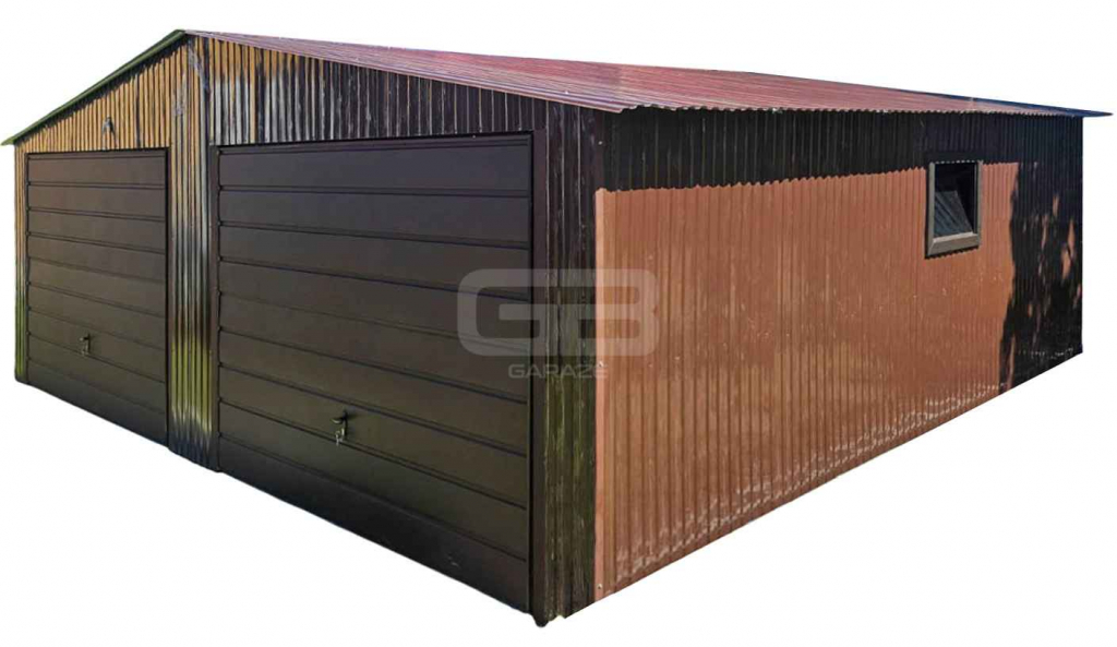 Garaż blaszany 8x6m dwuspadowy 2x brama uchylna okno GB185 Sopot - zdjęcie 1