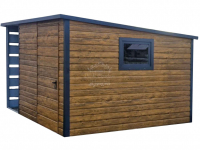 Schowek  domek ogrodowy 2,5x3m  okno - jasny orzech  spad w tył ID842